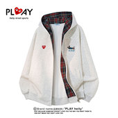 PLAY 卫衣连帽情侣休闲宽松外套 潮牌格子拼接开衫 HEITY 官方美式