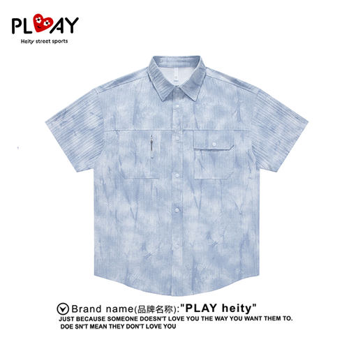 PLAYHEITY男女扎染冰丝短袖衬衫