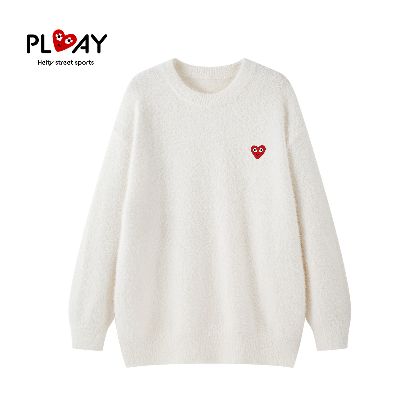 PLAY HEITY 官方针织衫秋冬季新款水貂绒加厚圆领情侣款宽松毛衣