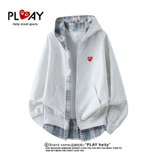 新款 官方春季 美式 学院风高街潮流宽松情侣款 卫衣 PLAY 开衫 HEITY