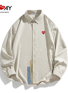 PLAY HEITY 官方衬衫秋季新款美式复古撞色情侣宽松翻领休闲上衣