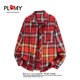 HEITY 官方美式 复古简约撞色格子长袖 PLAY 衬衫 男女休闲宽松外套