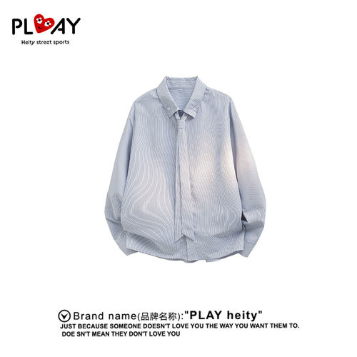 PLAYHEITY男女条纹宽松长袖衬衫