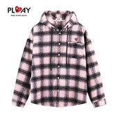 格子连帽慵懒风休闲情侣款 PLAY 外套 秋季 港味新款 HEITY 官方衬衫