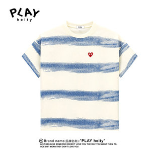 PLAY HEITY 官方短袖T恤夏季圆领条纹宽松轻熟风男士修身潮流上衣