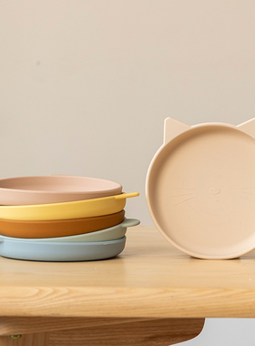 Mon bouton儿童餐具硅胶盘子宝宝辅食碗防摔吃饭盘子婴儿餐盘