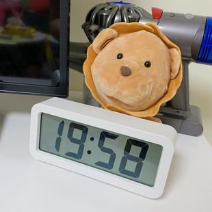 日式简约大数字闹钟表客厅书桌时钟台钟摆件学生床头音乐电子静音