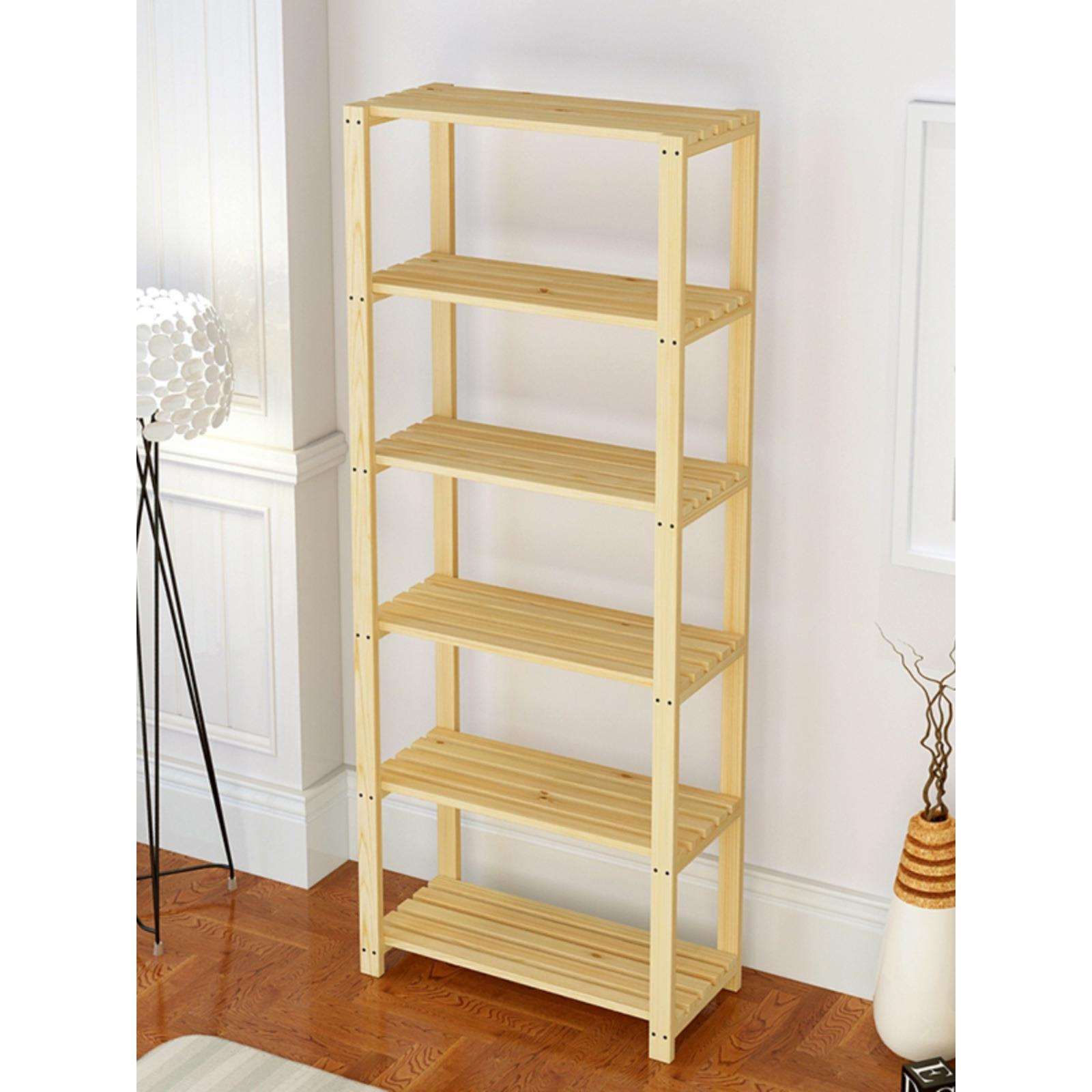 简易实木置物架落地松木储物架书架木架子层架货架木质多层架新品