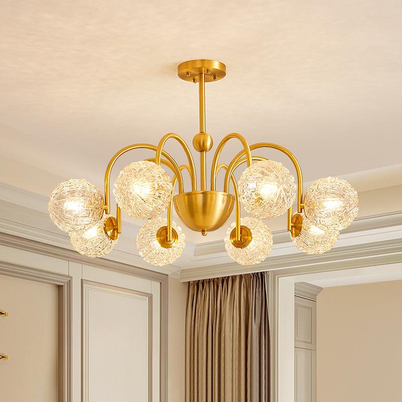 美式全铜大厅客厅灯主灯现代简约大气餐厅吊灯家用卧室主卧灯具