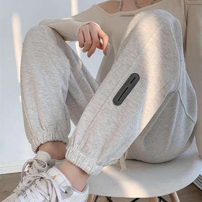 韩国白色运动裤女春秋2024新款休闲显瘦哈伦小个子冬加绒束脚卫裤