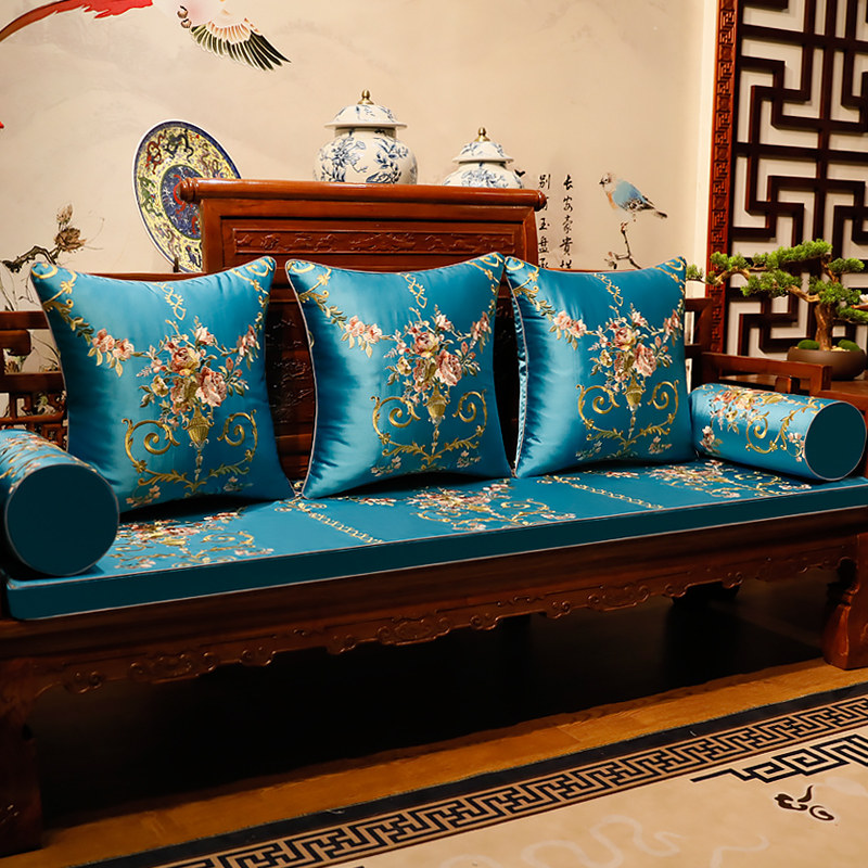 新品红木家具坐垫古典中式实木沙发坐G垫带靠背罗汉床垫子五件套