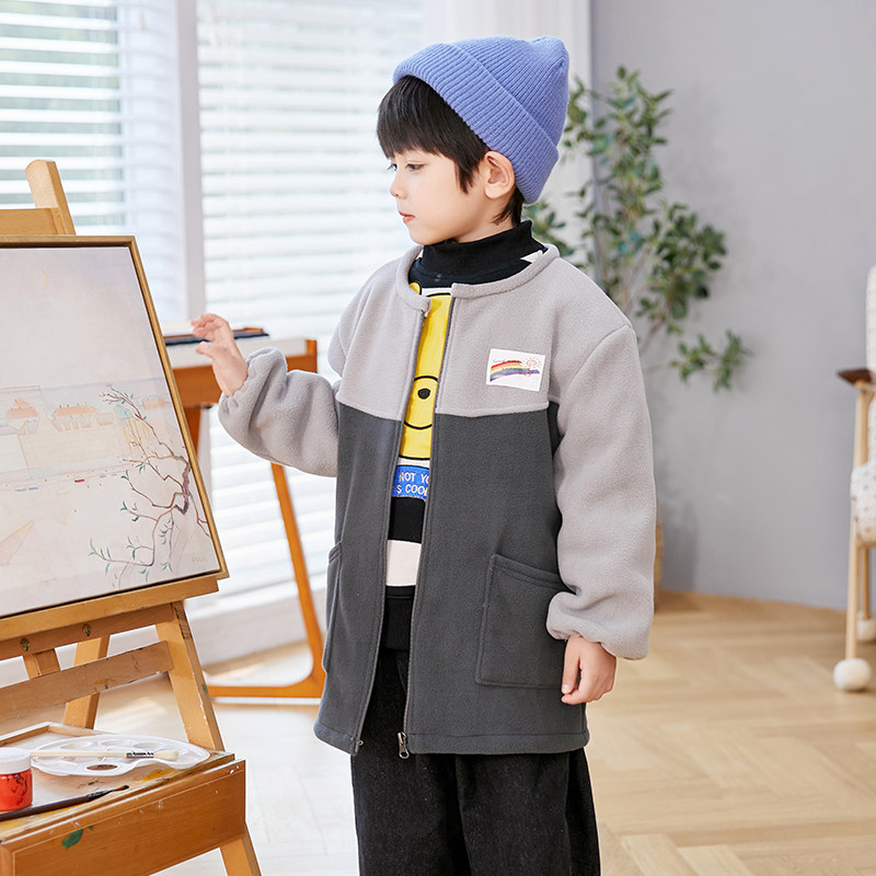 极速男童摇粒f绒罩衣长袖拉链羽绒服护衣孩子棉袄外套秋冬洋派宝