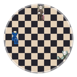 极速滑鼠垫小号棋盘Q格圆形防滑潮牌熊锁边加厚耐V脏方形防水电竞