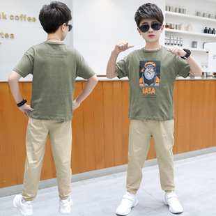 男童夏装 韩版 套装 儿童洋M帅气卡通短袖 两件 2022新款 极速跨境童装