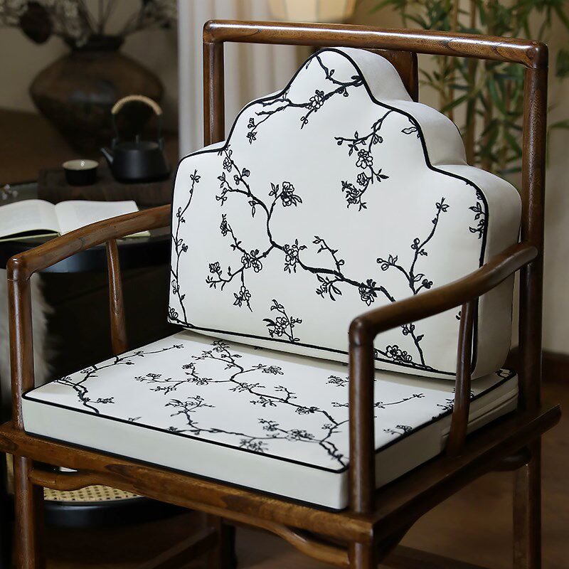 新品中式绒布靠山枕高端红t木沙发靠背垫罗汉床云朵枕实木茶椅坐