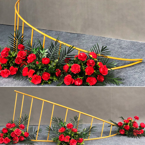 极速新款婚庆道具铁艺弧形围栏 婚庆舞台装饰 铁艺圆W形栅栏婚礼