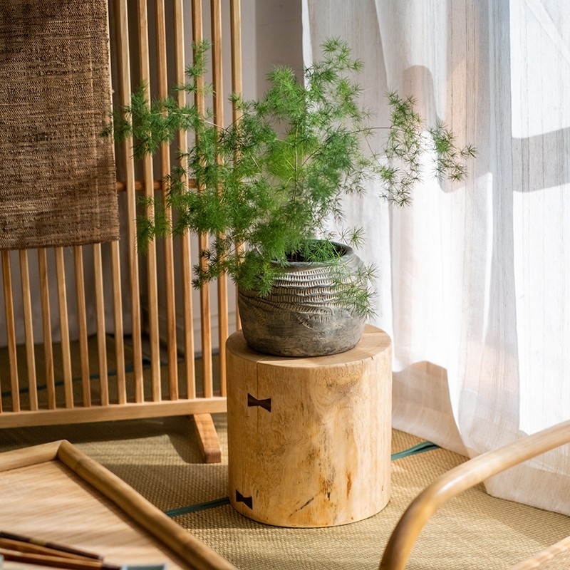 极速实木圆柱坐凳花盆底座花架边几茶几墩子服装店民Y宿装饰摆件