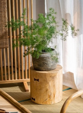 极速实木圆柱坐凳花盆底座花架边几茶几墩子服装店民Y宿装饰摆件