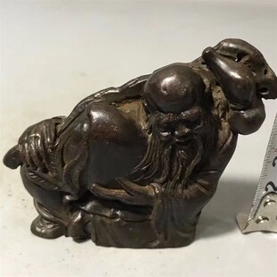 极速古玩杂项仿古q做旧铜合金老寿星小摆件印章