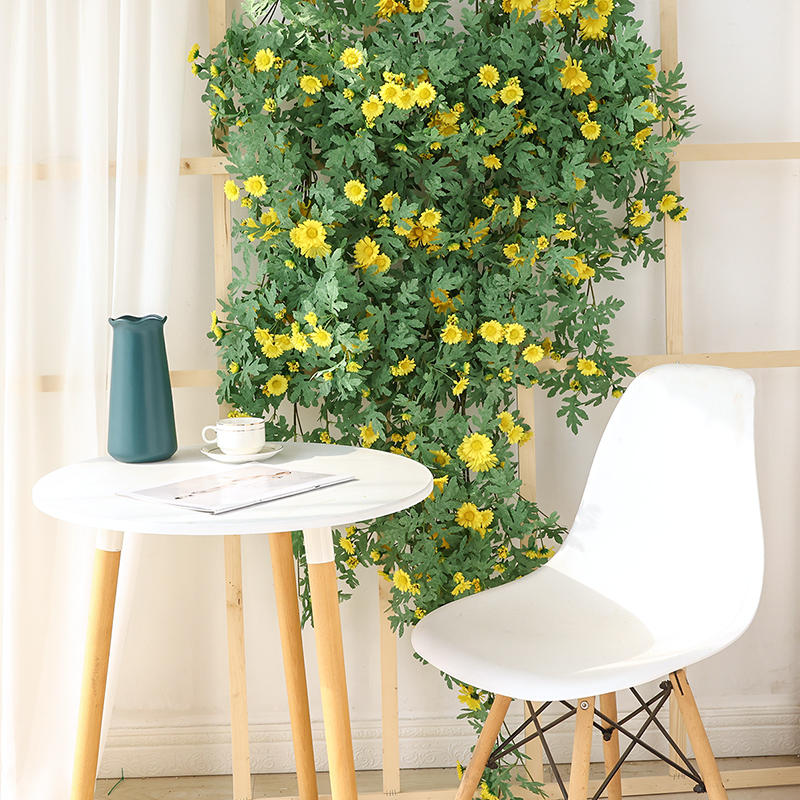 极速装饰遮挡挂墙绿植仿真雏菊藤B条客厅假花壁挂植物垂吊室内吊
