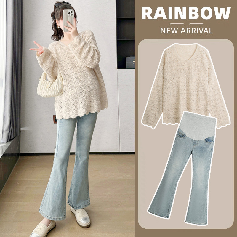 新品孕妇装春秋装套装2025新款时尚针织上衣早春长袖XT恤女春季两