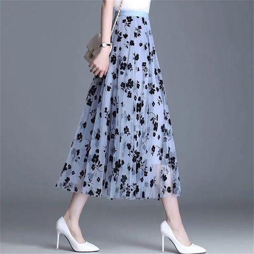 极速Mesh Floral Skirt Women 2022 Spring Summer ATutumn Long