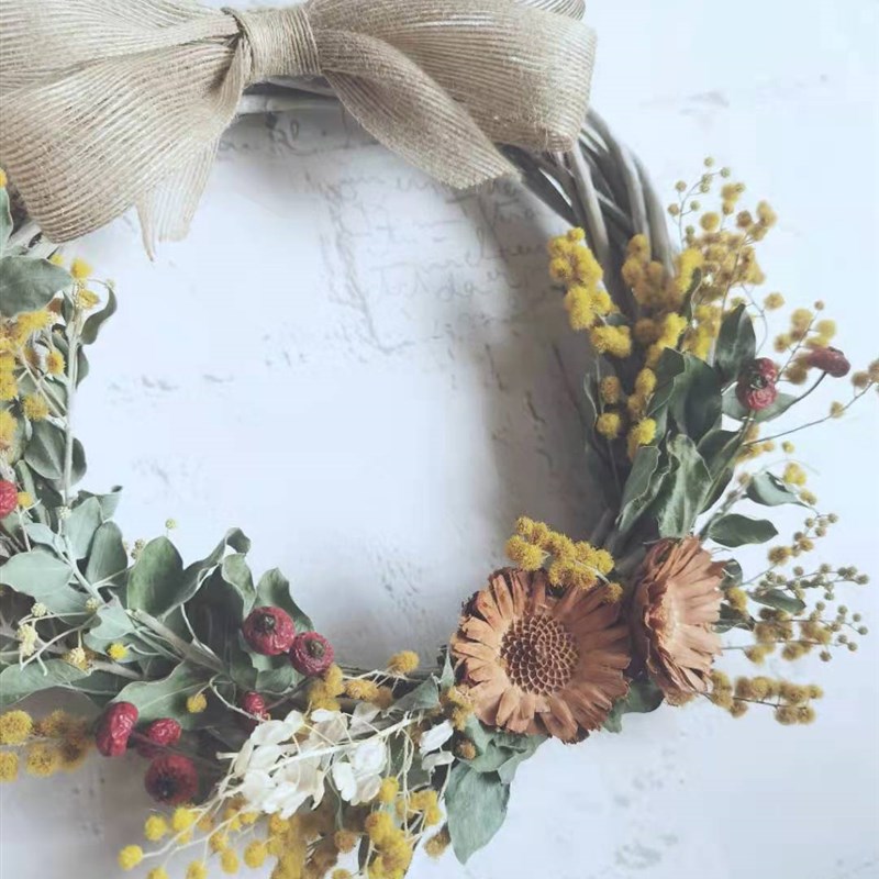 极速春日季永生合金欢红s浆果木太阳干花印尼藤花环壁饰生日趴装