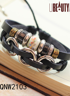 极速琦诺三连环陶瓷手錬 饰B品混批 义乌  地摊精品手镯