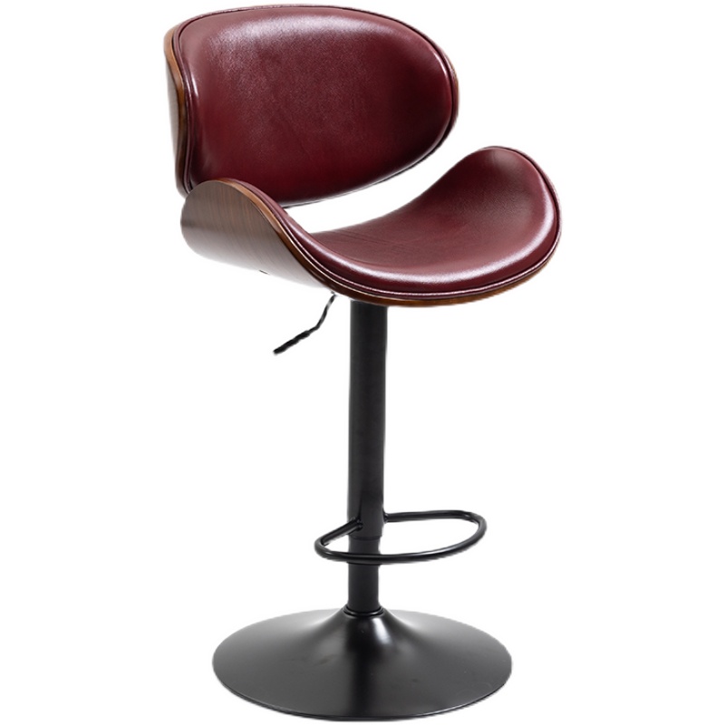 极速简约现代实木牛皮吧台u椅子轻奢高脚凳子吧凳升降家用前台接