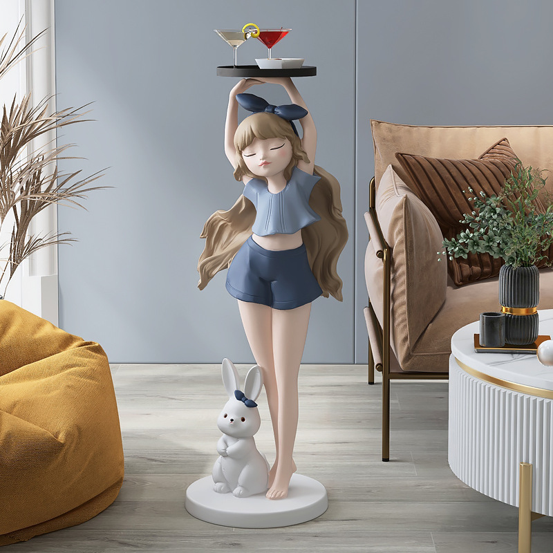 极速创意女c孩托盘客厅摆件大型落地沙发电视柜旁家居好物乔迁新