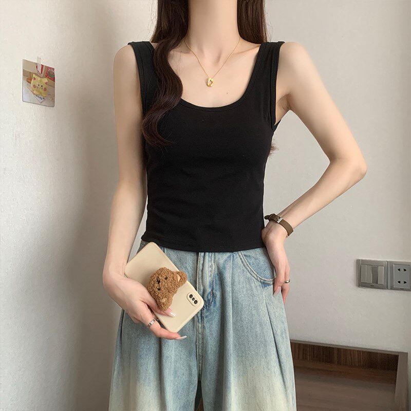 新品大码纯欲吊g带背心女内搭夏2025新款胖mm显瘦短款打底无袖上