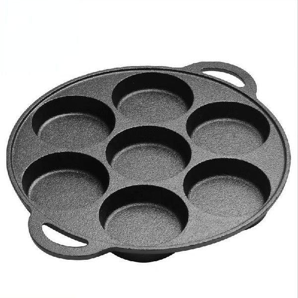 极速7 Hole Egg Hamburger Mould CasGt Iron Deep Frying Pan