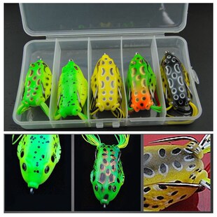 极速5PCs frog lure nsnakehead Fishing Bait Kit Trout Bass Ba