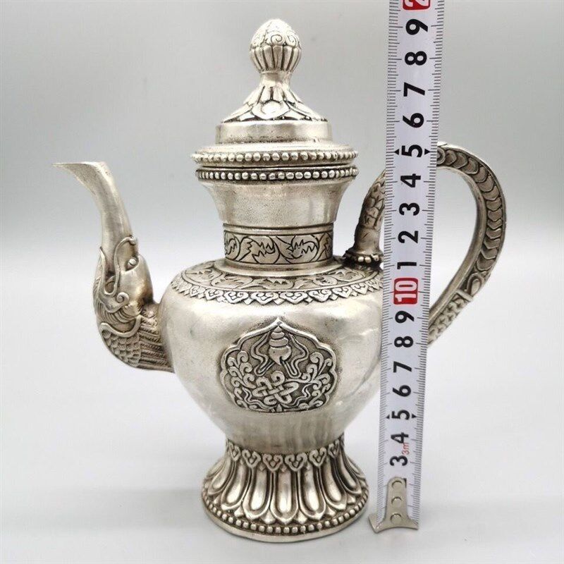 极速古玩杂项收藏仿古铜器白铜鎏银书房居家摆Q件工艺品花嘴莲花