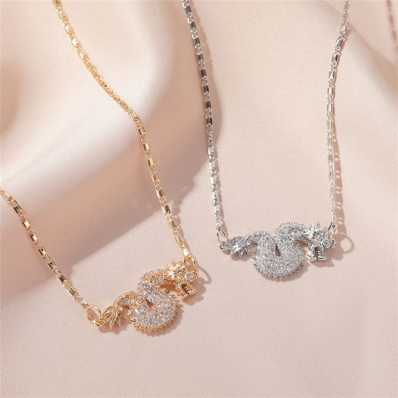 极速欧美新款霸气飞龙项链 个性复古E金龙吊坠女 十二生肖神龙锁