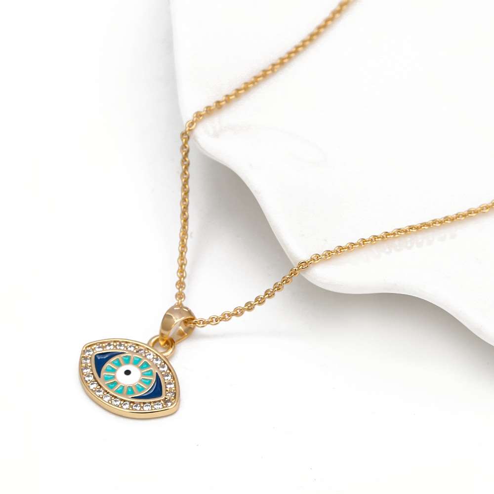 极速Lucky Eye Copper Turkey Evil Eye oRound Pendant Necklace