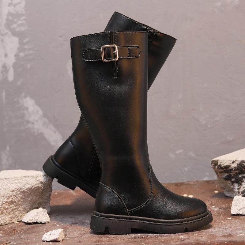 极速高筒靴子儿童女童新款靴加绒长靴202K2秋冬马丁真皮时尚中大