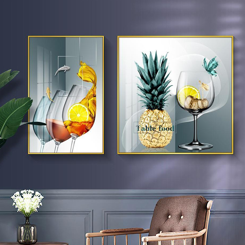 极速现代简约餐厅l装饰画创意饭桌墙面装饰轻奢晶瓷画背景墙壁酒