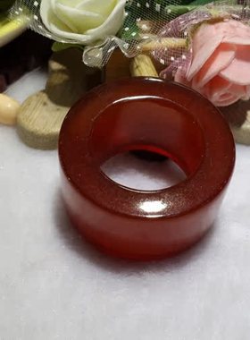 极速天然冰种玻璃种l翡翠红翡色巴西玉髓 酒红色 扳指 戒指 戒指