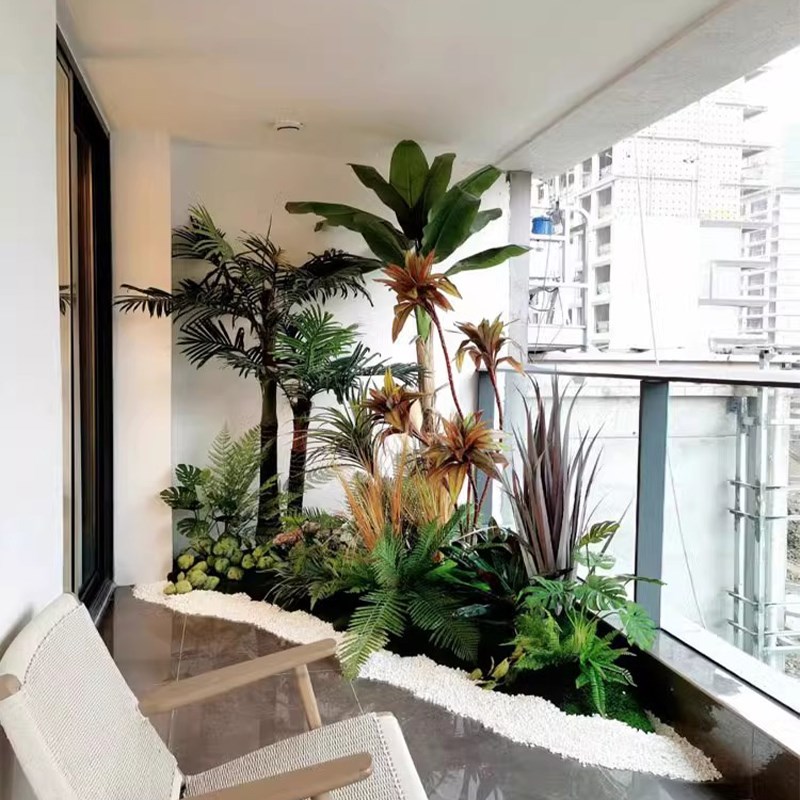 极速楼梯下造景观布置仿真绿植造景组合H室内假植物橱窗装饰树楼