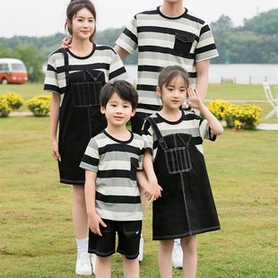 极速高端不一样的亲子装炸街202A3新款夏装连衣裙一家三四口母女