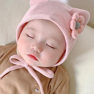 极速。冬天帽子小月龄三个月男女宝宝新生婴N儿儿冬季秋冬款超萌