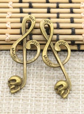 极速古青铜DIYi吊坠 饰品配件 音符骷髅 39x15mm 20个 T10909