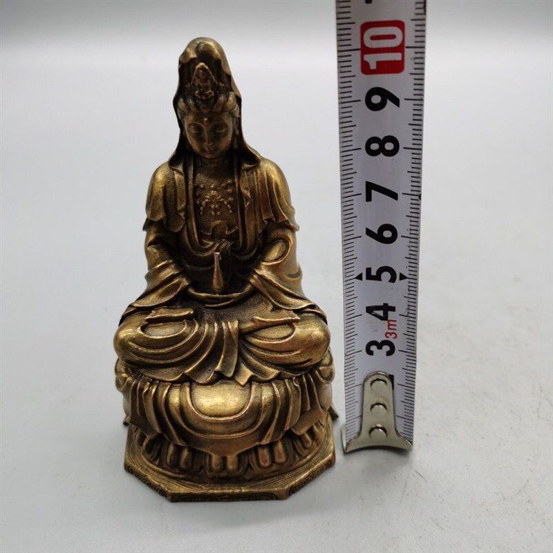 极速古玩杂项收藏仿古观音摆件坐莲H花观音佛堂供奉工艺品摆件