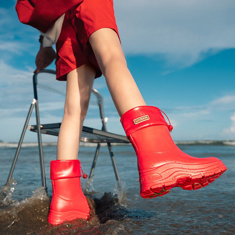新品韩版高e颜值厚底雨鞋女款2026时尚款外穿雨靴成人防水防滑水