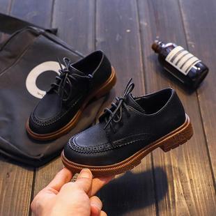 单风小学生表演男孩童 演出黑色英伦男童20E22新款 极速儿童皮鞋 鞋