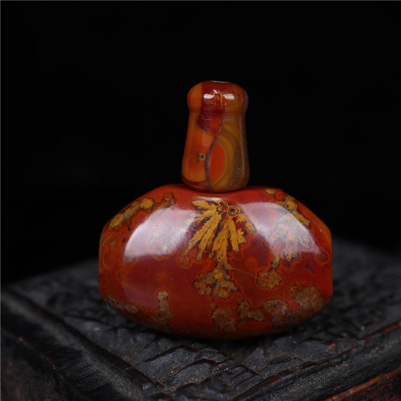 极速精品战国红玛瑙三通佛头天然E精选战国红玛瑙文玩菩提三通