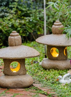 极速禅意太阳能仿石n宫灯落地中式石雕灯笼户外庭院灯园艺景观造