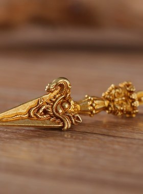 新品藏传黄铜普巴金刚杵吊坠男女降魔杆法器配Q饰随身金刚橛个性