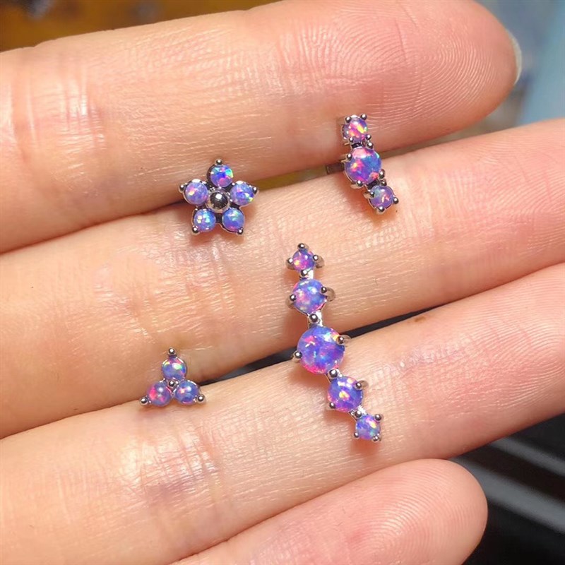 极速1PC Opal38 Cluster Ear Tragus Helix CartiQlage Piercing